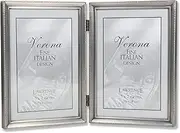 Lawrence Frames Antique Pewter 5x7 Hinged Double Picture Frame - Bead Border Design