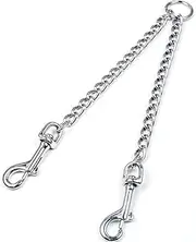 JVHLOV Metal Double Dog Leash Coupler, 2 Way No Tangle Double Pet Dog Lead Leashes Twin, Chew Proof Tangle Free Dual Dog Leash, for Walking Puppy Small Medium Large Dog