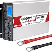 High Efficiency 4000W 5000W 6000W 8000W Pure Sine Wave Power Inverter DC 12V/24V/48V/60V/72V to AC 110V 220V Converter Solar Power Inverter for Home Camping RV Truck,6000w,24V to 220V