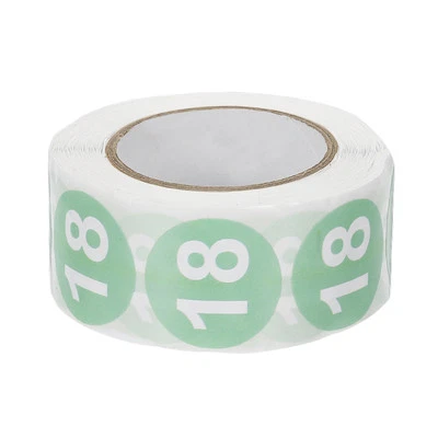 1 Inch Number 18 Stickers 500 Labels Circle Dot Stickers Adhesive Light Green