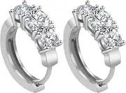 Earring Hoop,Nose Lip Rings,Stud Earrings,Earrings for Girls, Fashionable Female Zircon Earrings Three Diamond Four Claw Ear Buckle Earrings Jewellery Gift (Color : Silver, Size : One Size)