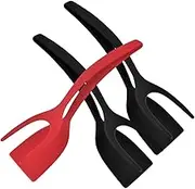OKUMEYR 3pcs Silicone Spatula Tongs Heat Resistant Kitchen Clamp for Flipping Fish Bread More Non Slip BBQ Tool for Grilling Cooking