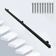 Wrought Iron Staircase Banister Hand Rails - Complete Kit, Wall Handrails for Indoor Outdoor Stair Railing 1m 2m 3m 3.5m 4m 4.5m 5m 6m, Handrail Grab Bar(9.2ft/280cm)
