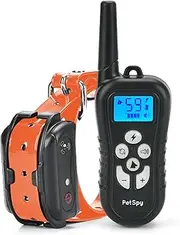 PetSpy Remote Dog Training Shock Collar for Dogs with Beep, Vibration and Electric Shocking, Rechargeable and Waterproof E-Collar Trainer
