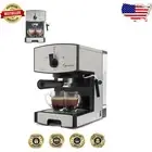 Stainless Steel Espresso & Cappuccino Machine - 15-Bar Pressure, Compact Design