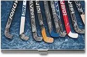 [VFMKT] Slim Metal Business Card Holder Portable Business Card Case Pocket Name Card Holder Ice Hockey Sticks Wallet for Men Women Office Travel
