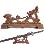 Wood Japanese Samurai Sword Holder Stand Katana Tanto Display Rack Dragon Shape