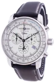 Zeppelin 100 Jahre Tachymeter Telemeter White Dial 86803 Quartz 50M Mens Watch