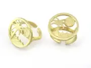 Tropic Palm Sun Wave Beach Ring, Adjustable Ring, Raw brass 7 - 9US size 5176