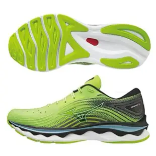 【MIZUNO 美津濃】慢跑鞋 男鞋 運動鞋 緩震 U4icX中底 WAVE SKY 6 螢光黃 J1GC220205