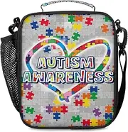 Lunch Box for Boys Girls - Autism Awareness Heart Reusable Insulated Lunch Bags for Kids - Large Capacity Cooler Back to School Lunch Thermal Meal Tote Kit