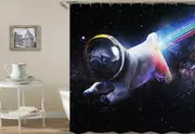 Funny Astronaut Pug Dog Shower Curtain