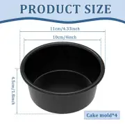 4 Pcs 4inch Cake Tin Nonstick Cake Mold Round Cake Pan One Piece Design Koplf