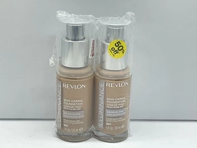 2 PACK - Revlon Illuminance Skin Caring Liquid Foundation 301 Beige Cool 1 oz.