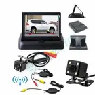 Wireless 4LED Reversing Backup Camera +4.3" Foldable Monitor Car Rear View Kit