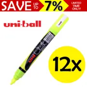 12x Uni Chalk Marker Boards Glass Removable Stays In Rain PWE-5M YELLOW