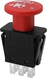 eMagTech 430-433 PTO Switch Compatible with Husqvarna, Craftsman, Dixon Lawn Mowers and Ride-on Mowers, Red, Push Button, Manual, IP44