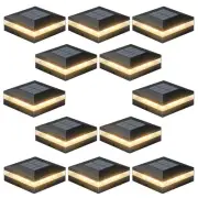 12 Pack Solar Post Cap Lights, 3 Color Modes Fence Post Solar Lights Outdoor ...