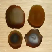 4 Agate Geode Slices Thick Cut Polished Stones Natural Brown Crystal 1Lb 7oz Lot