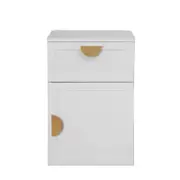 European Cabinetry White Hampton Half Moon Brass Porto Bedside Table