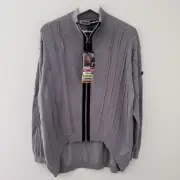 Jamie Sadock Woman’s Full Zip Knitted Jacket - Grey - Size Medium - New With Tag