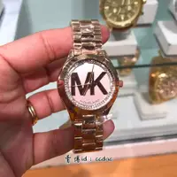 在飛比找蝦皮購物優惠-Michael Kors手錶 玫瑰金色鋼鏈鑲鑽錶盤腕錶 大L