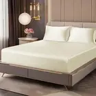 Satin Fitted Sheet and Pillowcases Set, Luxury Soft Similar to Silk Bottom Bedsh