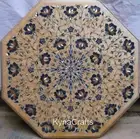 18 Inches Marble Sofa Side Table Shiny Gemstone Inlay Work Coffee Table Top