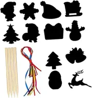 ORFOFE 1 Set Xmas Theme Scratch Paper Card Supplies DIY Christmas Scraping Painting Tags