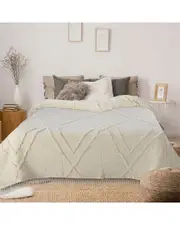 LR Home Solid Ivory Dazzling Diamond Coverlet
