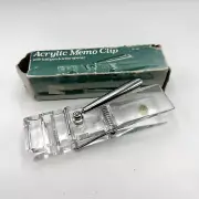 Vintage Transparent Stationary Acrylic Paper Memo Clip Holder Pen Holder