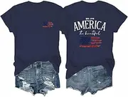 [SODSHY] Women's 4th of July Outfits USA Shirt Memorial Day Red White and Blue Patriotic Shirts American Flag Graphic Tops, Tee-blue-2, Small