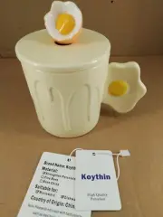 Koythin Porcelain Egg Design Coffee Tea Mug Cup NIB 3 PC Set 5.5" Tall