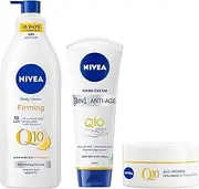 [NIVEA] Q10 Skincare Value Pack (3 Piece) | Includes: Q10 Anti-Age Hand Cream 100ml, Q10 Firming Body Lotion 400ml & Q10 Day Cream 50ml | Anti-Ageing Skincare Gift Set | Reduces Wrinkles | Firms Skin