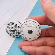 1pcs Black White Ceramic Clock/Flower Dresser Knobs Handles for Children's Room Drawer Knobs Chic Funiture Cupboard Door Handle - (Color: White)