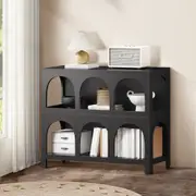 Oikiture Display Shelf Storage Stand Shelving Unit Bookcase Bookshelf Organizer Rack Black