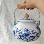 Enamel Teapot Porcelain Enameled Teakettle 2.5L Vintage with Handle Heat