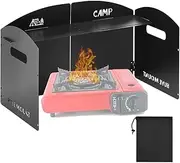 TOMVAES Folding Camp Windscreen Camping Stove Windscreen with Storage Bag Supplies Camp Windshield Camp Windscreen for BBQ,Camping,Hiking,Picnic,Backpacking,Cooking,Black