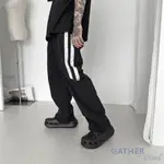 【GATHER STORE】韓國🇰🇷 尼龍 透氣 雙線長褲 寬版 休閒長褲 直筒褲 落地褲 男生休閒長褲 寬版長褲