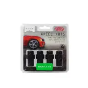 SAAS Wheel Nuts Mag 12 x 1.50 Black Finish 43mm Length - in a Pack of 5