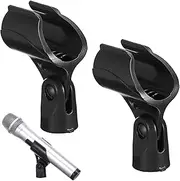 COMPUKAS 2pcs Adjustable Microphone Stand Clip Screw Adapter Durable Mic Holder Clamp Secure Grip for Live Streaming Recording and Performance