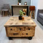 [Mango Trees] "Talkook" Wooden Coffee Table Rough Finish 70 cm