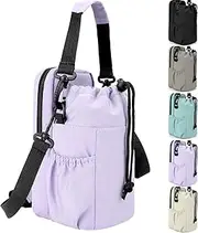 Water Bottle Holder with Strap, 32/40oz Insulation Water Bottle Carrier Bag with Phone Pocket, Water Bottle Sling Bag Crossbody Water Bottle Holder for Hiking Walking