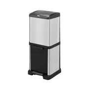 34L Rubbish Bin Dual Compartment Pedal Garbage Can Recycling Trash Waste Stainless Steel Trashcan Soft Closing Lid Kitchen