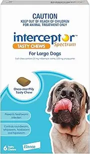 Interceptor™ Spectrum Heartworm & Worms for Dogs 22 - 45kg - 6 Pack