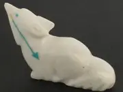 Andres Lementino-White Marble Howling Wolf-Zuni Fetish-Native American-Carving