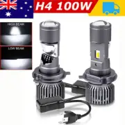 2x H4 9003 Mini Bi-LED Projector Lens Globes Bulbs Headlight Hi/Lo Retrofit 100W