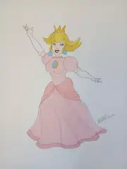 Princess Peach 11x14 ORIGINAL COLOR ILLUSTRATION By Luke Kororolowicz