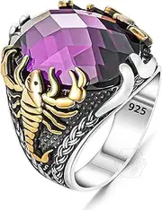 [mysilverworld] 925 Sterling Silver Amethyst Stone Scorpion Figure Men's Ring