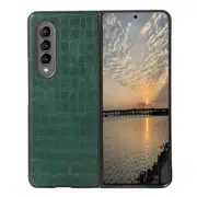 For Samsung Galaxy Z Fold4 5G Foldable Crocodile Texture Phone Case Pu Leather Green Other Mobile Accessories